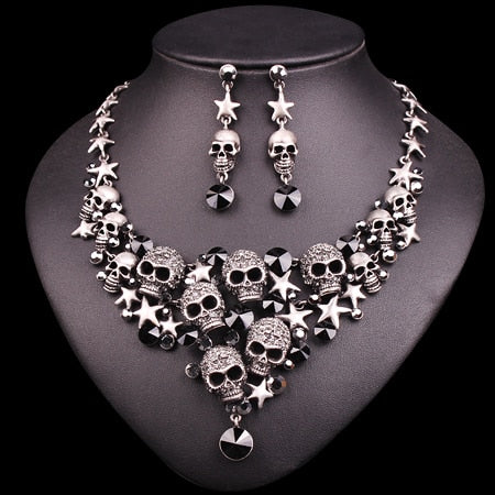 Crystal Skull Jewelry Accessories for Women Necklace - Earrings sets