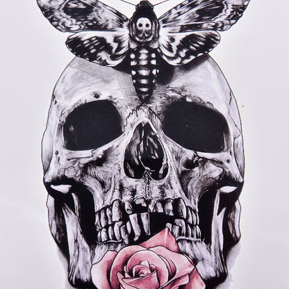 Skull And Pink Rose Tattoo Stickers 21 X 15 CM