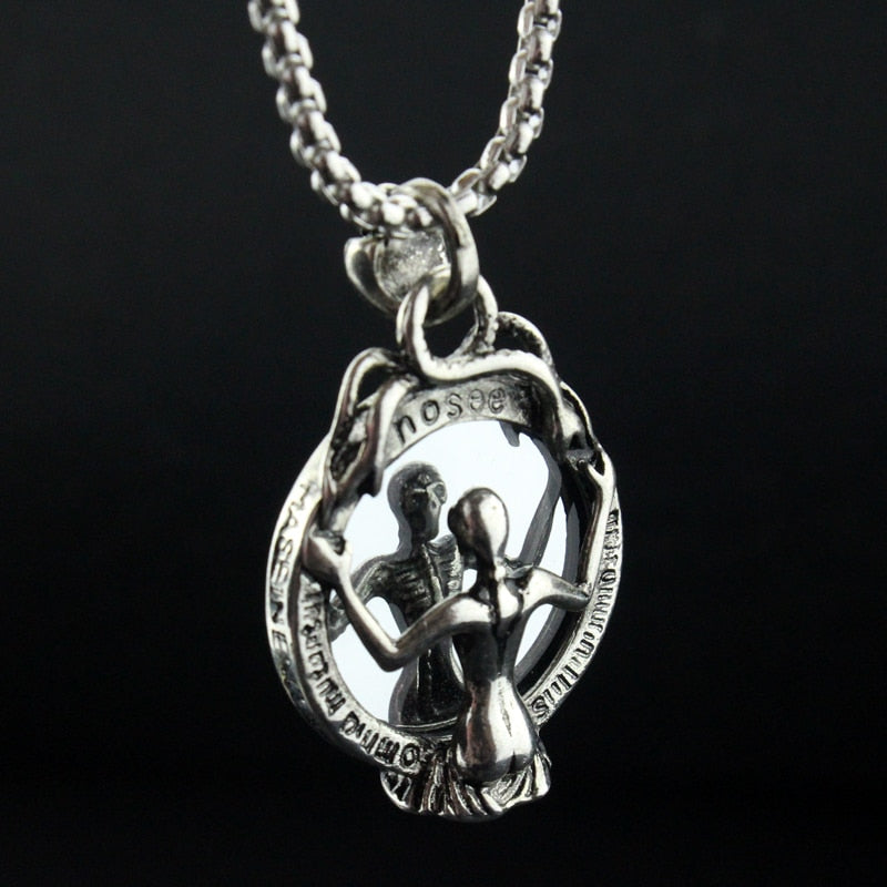 Mirror Skeleton Skull Horror Necklace