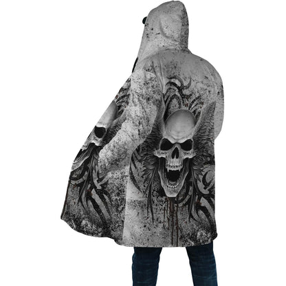 Crazy Skull Hooded Cloak Thick Warm Fleece