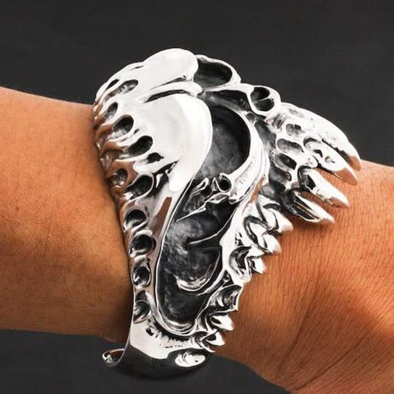 Silver Color Gothic Skull Open Bangles Rock Jewelry