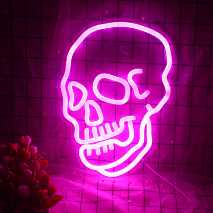 Skull Neon Signs Pink Led Neon Sign Light