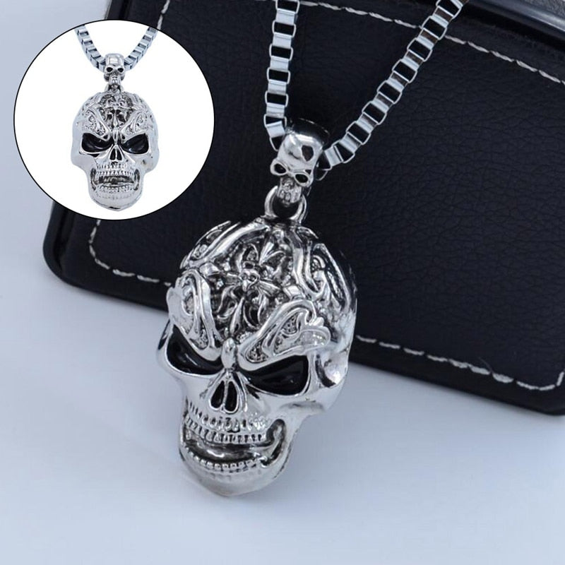 Big Skull Necklace Metal Skull Pendant