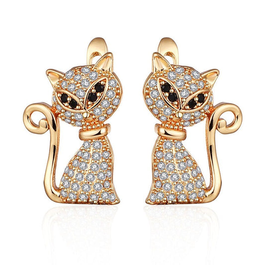 Cat Shape Cubic Stud Earrings