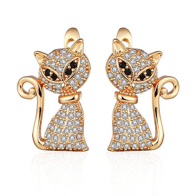 Cat Shape Cubic Stud Earrings