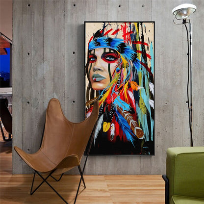 Women Native Indian Girl Canvas Poster Print Art Wall Decor