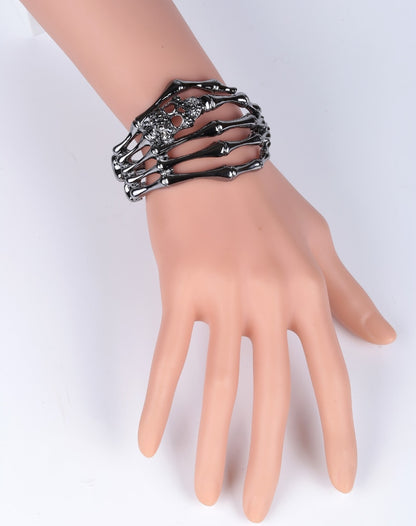 Skeleton Hand Bracelet With Skull Crystal