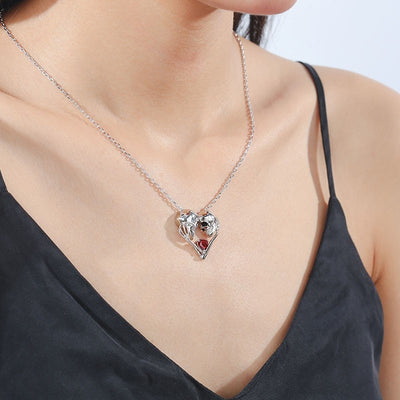 Skull Heart Love Couple Necklace