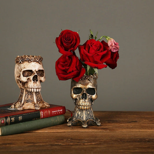 Vintage Skull Flower Pot