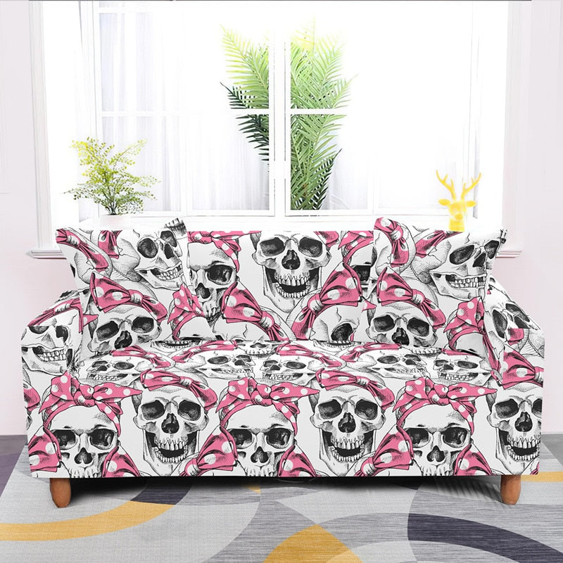 Skull And Bow Sofa Cover