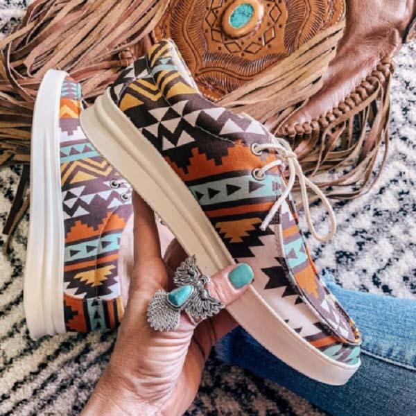 Native Indian Pattern Sneakers Walking Shoes