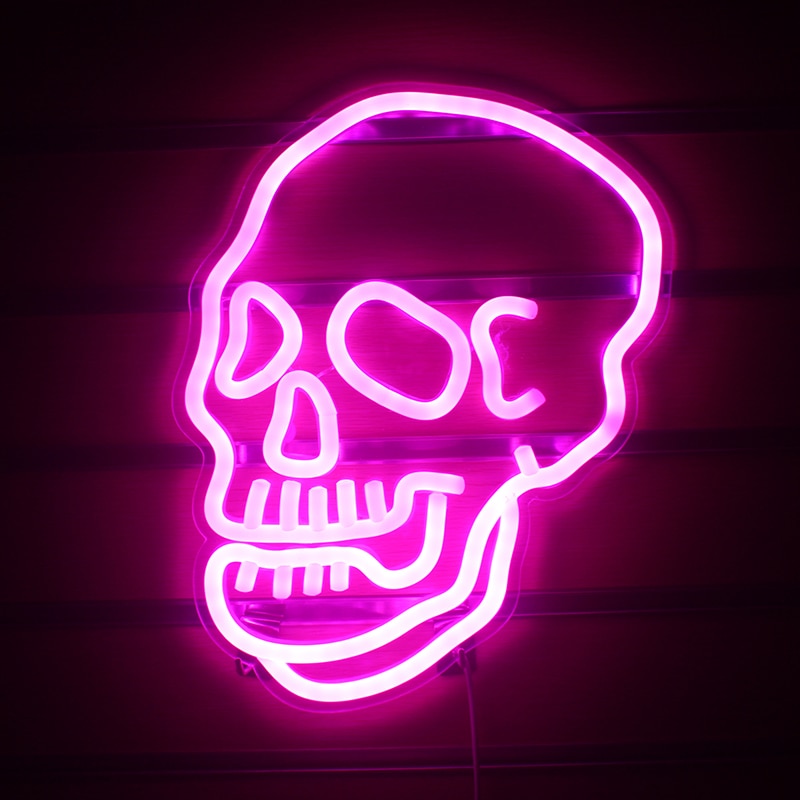 Skull Neon Signs Pink Led Neon Sign Light