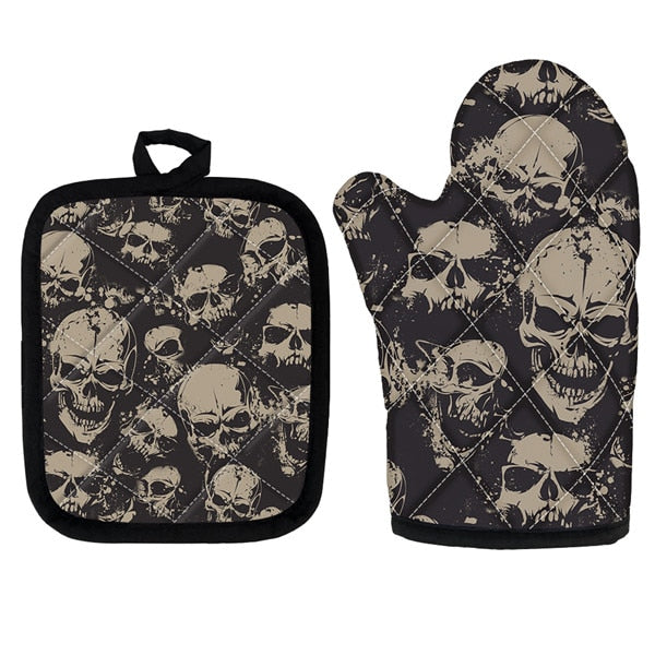 Skull Gloves Oven Mitts