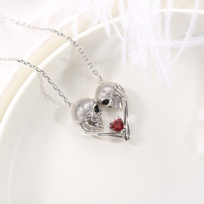 Skull Heart Love Couple Necklace