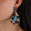 Leopard Turquoise Native Oval Earrings