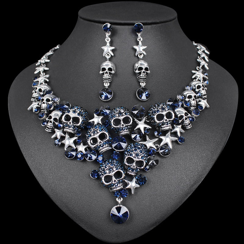 Crystal Skull Jewelry Accessories for Women Necklace - Earrings sets