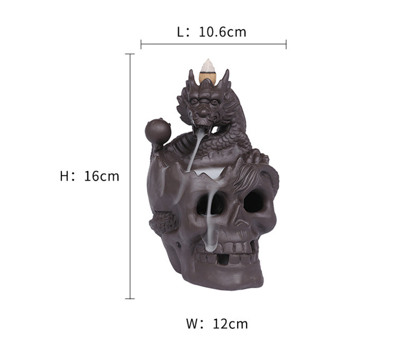 Dragon Skull Decor Backflow Incense Burner