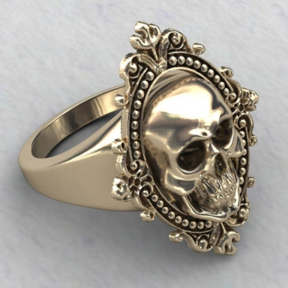 Fashion Punk Vintage Lace Mirror Skull Ring