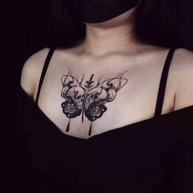 Skull Butterfly Tattoo Stickers