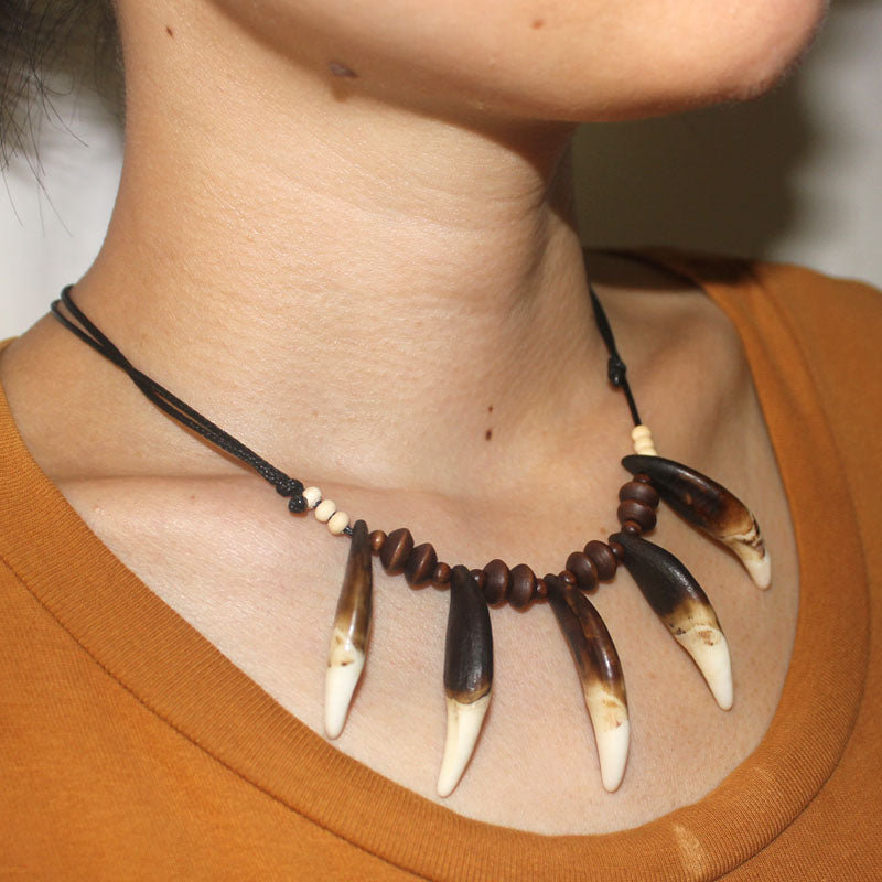 Native Indian Wolf Teeth Necklace