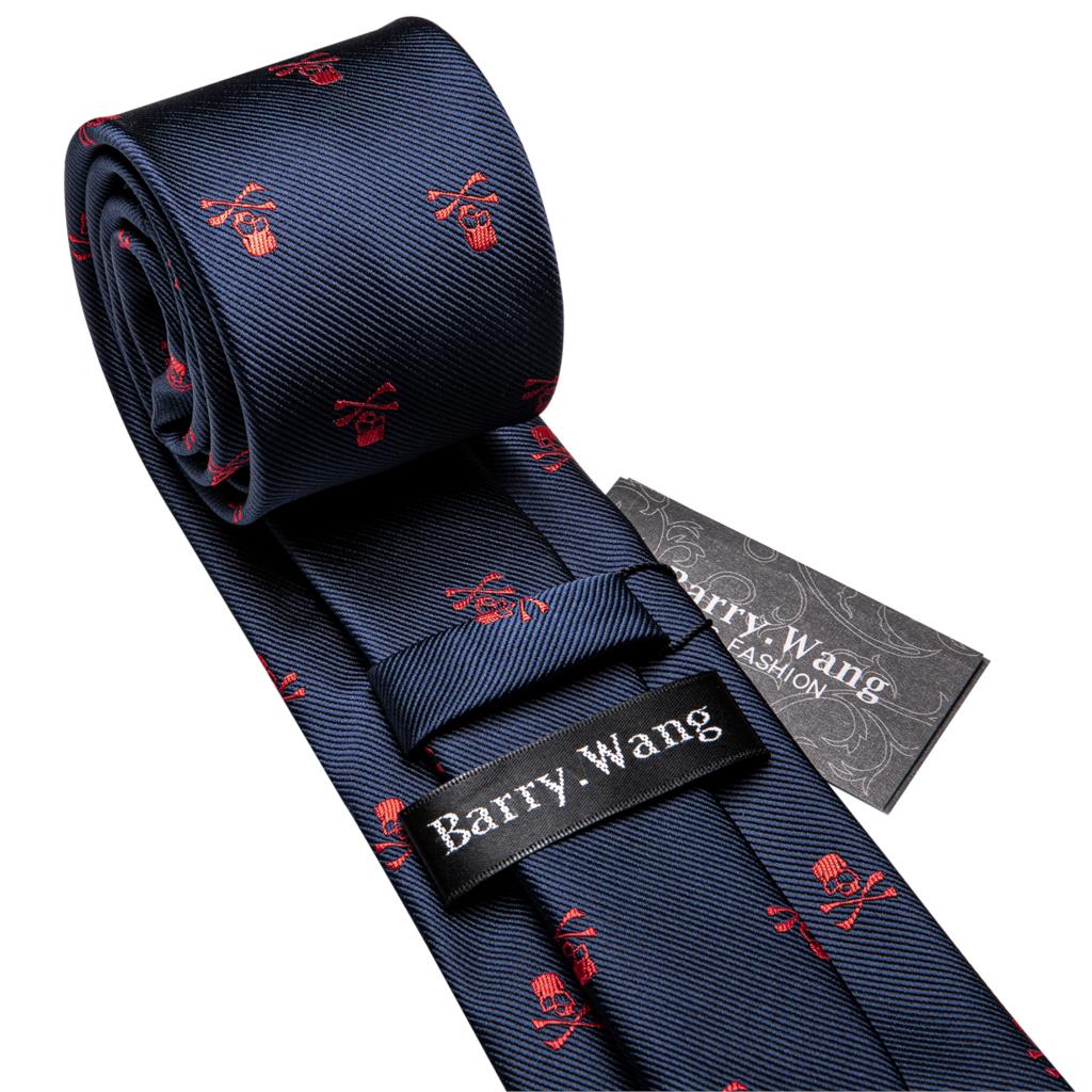 Skull Tie Set 8.5cm Silk Handkerchief Ties