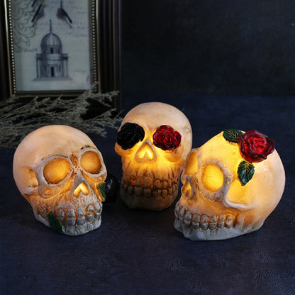 Led Human Skeleton Head Skull Night Light Statue