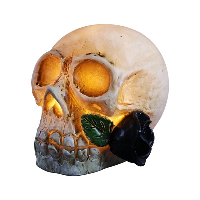 Led Human Skeleton Head Skull Night Light Statue