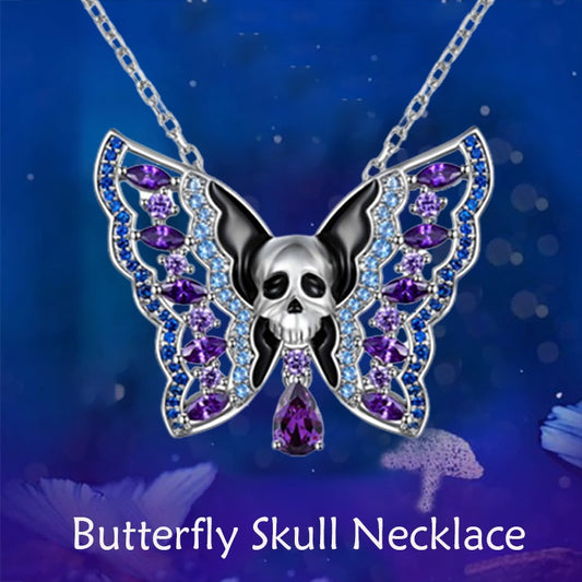 Romantic Skull Butterfly Necklace