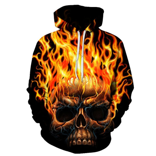 Fire burning Skull 3D Unisex Oversized Hoodie