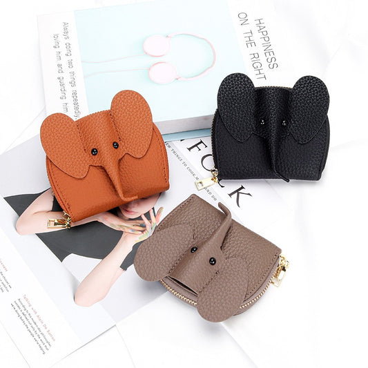 Women Card Holders Elephant Leather Fashion Wallet Zipper Purse