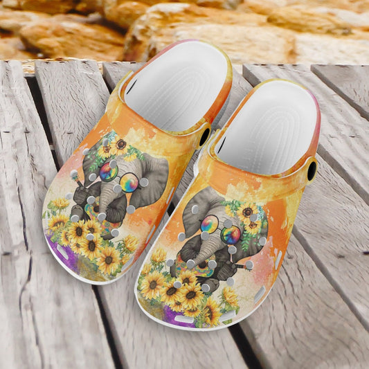 Sunflower Elephant Print Non-Slip Shoes Breathable