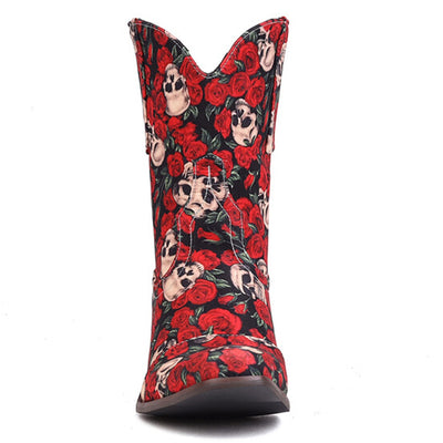 Western Boots Skull For Women Ankle Short Boots