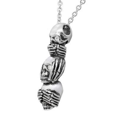 Badass Skull No Evil Necklace