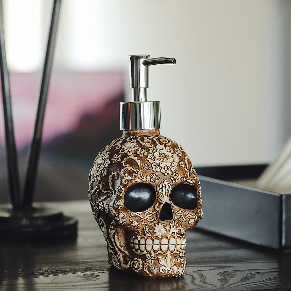 Flower Skull Soap Dispenser Bottle Lotion Shampoo Container