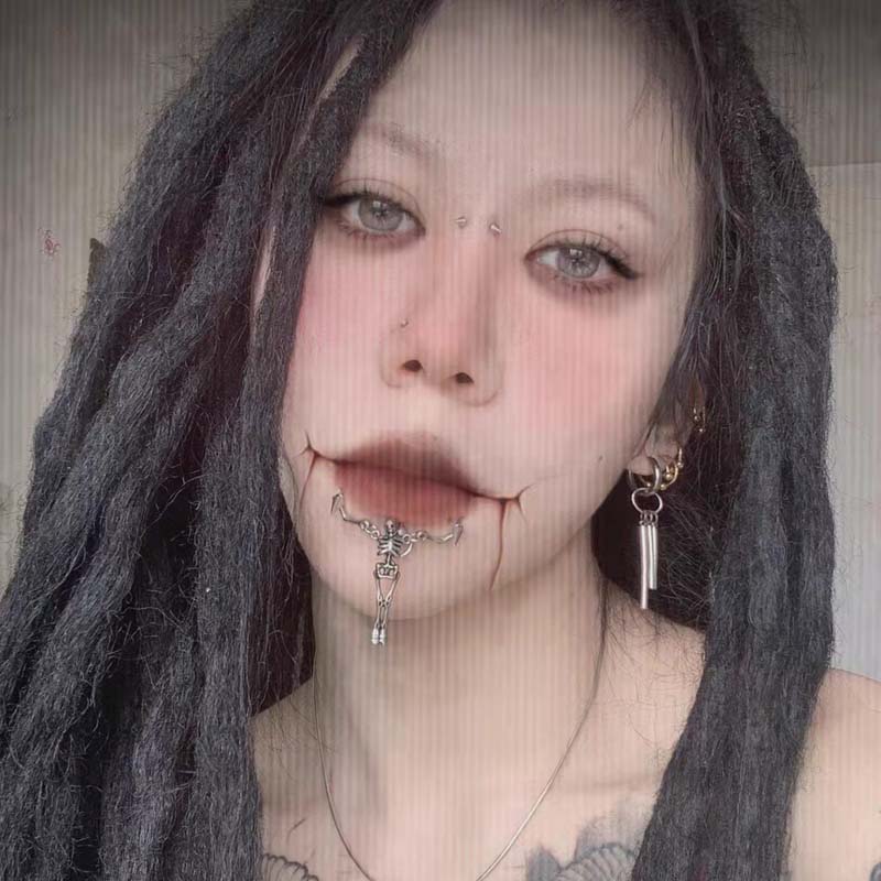 Skull Skeleton Lip Piercing