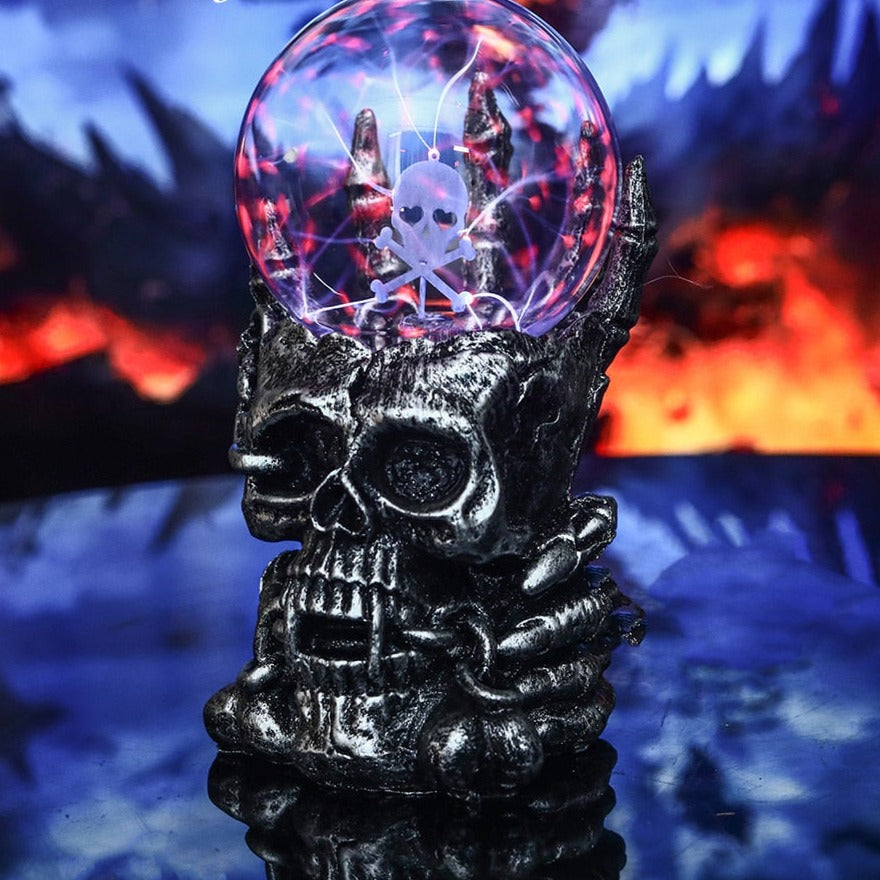 Skull Crystal Plasma Light 4 Inch Glass Ball Touch Sensing Decoration