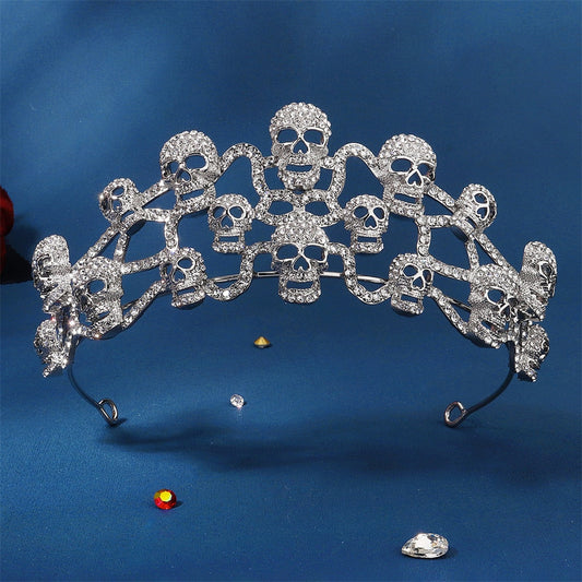 Fashion Rhinestone Tiaras Skull Crown Halloween Jewelry