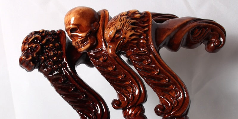 95cm Skull-Head Wooden Walking Stick