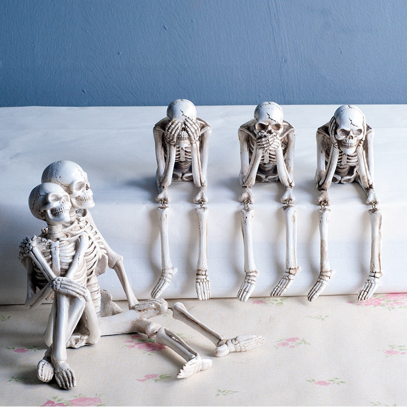 Skeleton Figurine See No Evil Hear No Evil Home Decoration