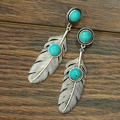 Native Turquoise Feather Earrings