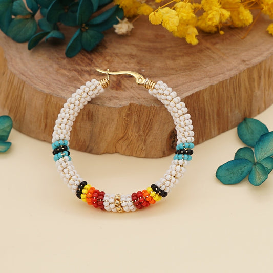 Native Hoop Earrings Hollow Earring Beaded