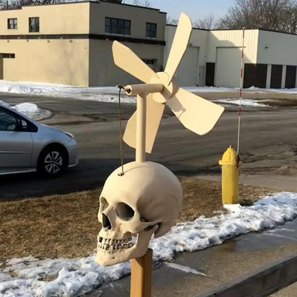 Skull Whirligig Wind Spinner Outdoor Decoration