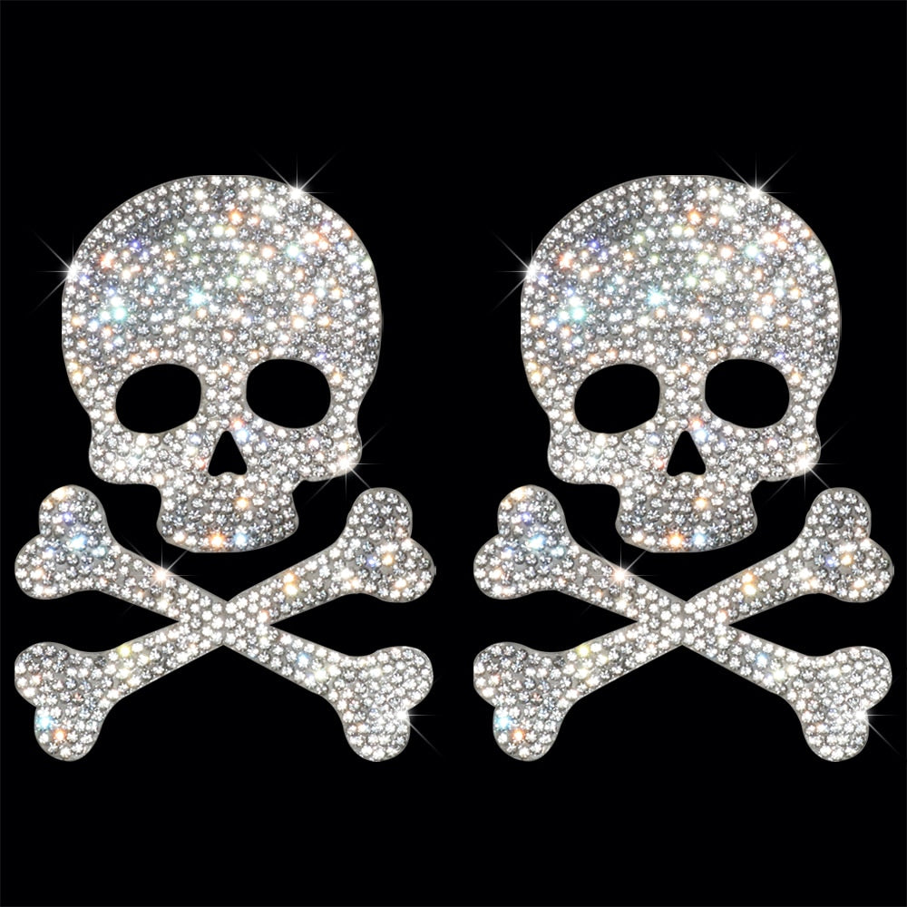 Skull Rhinestone Crystal Decals Stickers on Car Accessories