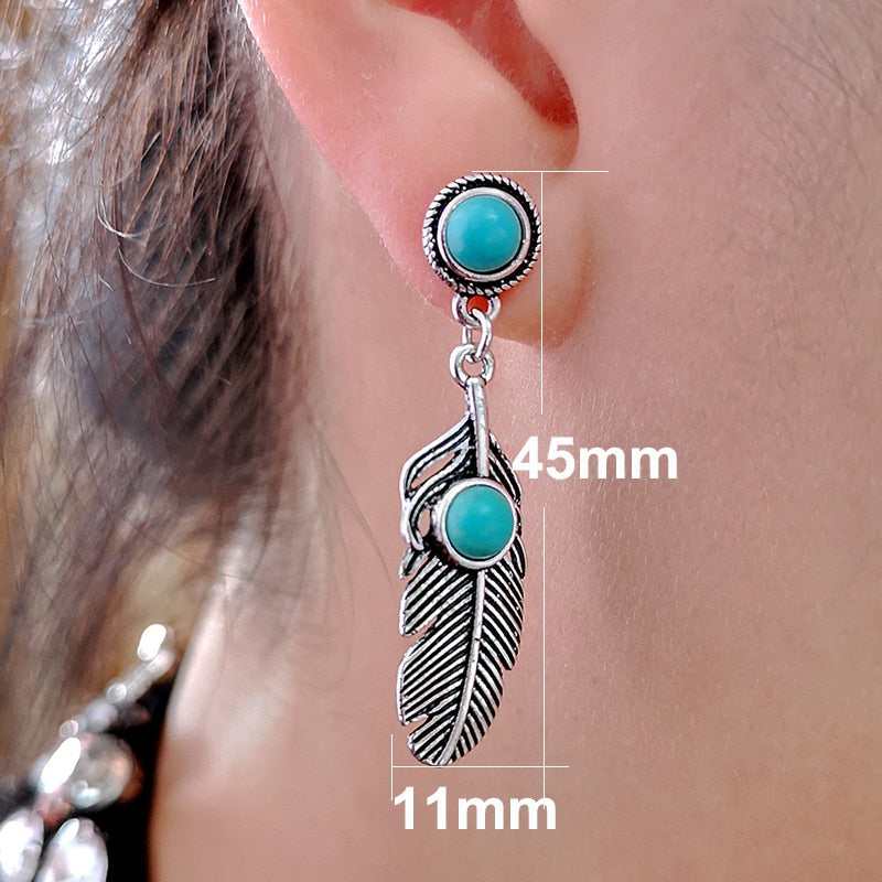 Native Turquoise Feather Earrings