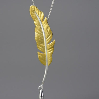 Gorgeous Native Feather 925 Sterling Silver Necklace