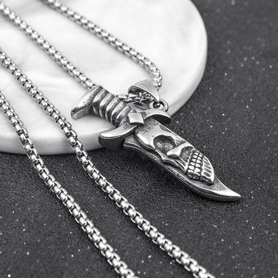 Skull Fake Knife Necklace