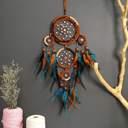 Dream Catchers 5 Rings Colorful Feather Native Indian