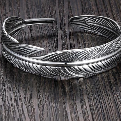 Silver Color Native Indian Feather Bracelet