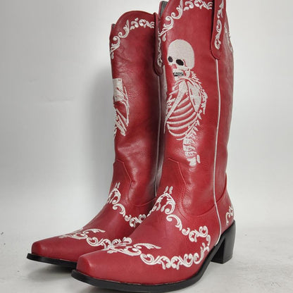 Skull Selfie High Heel Cowboy Boots