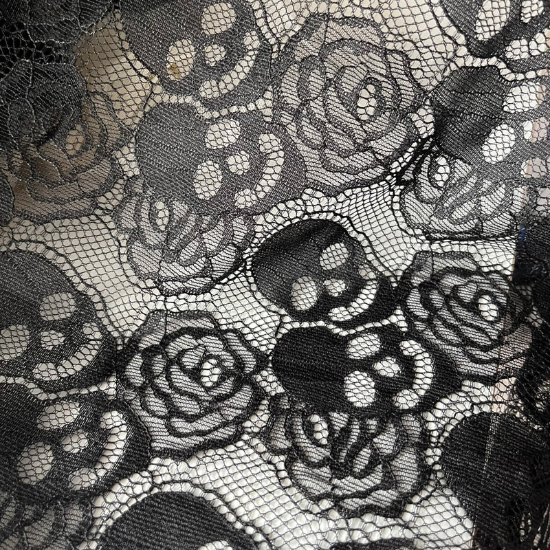 Black And White Skull Lace Fabric